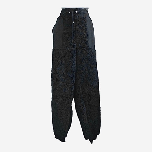 Black sherpa shearling look cozy warm loungewear‎ jogger pants Size XXL new - Picture 9 of 12